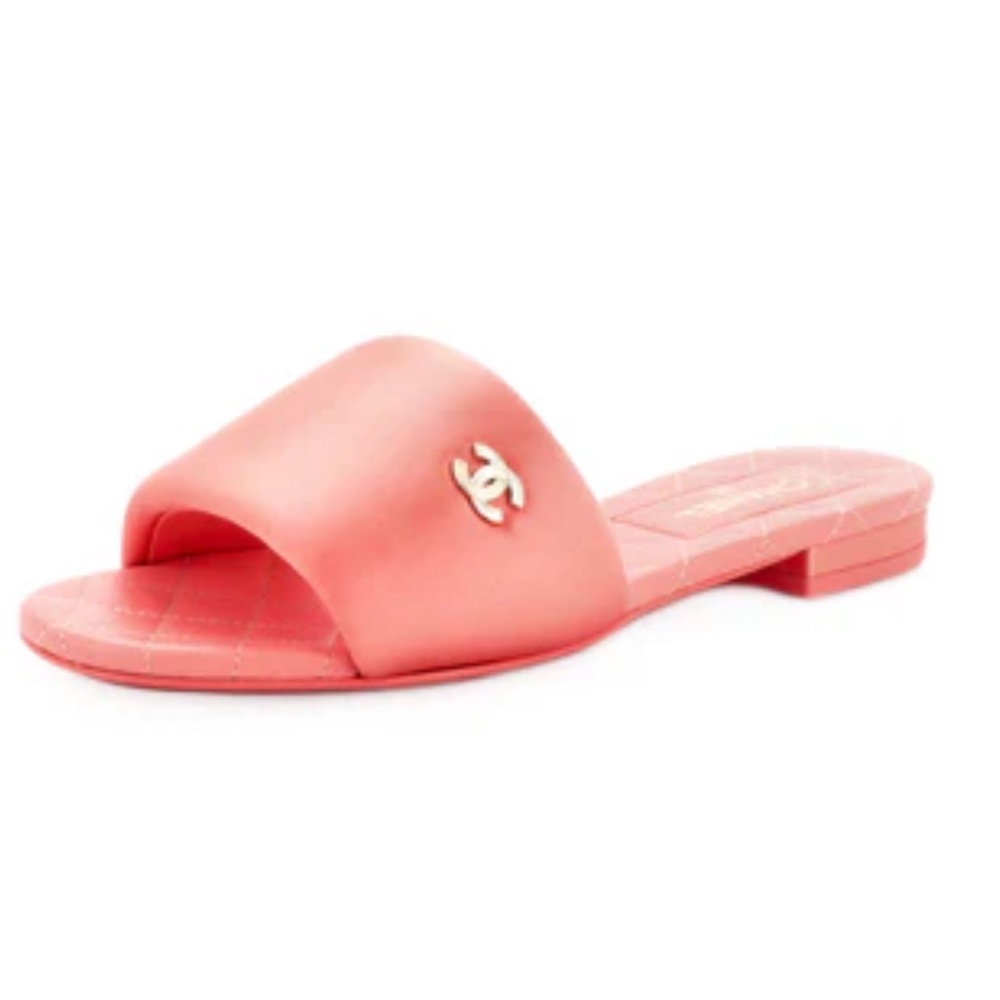 COPY - Chanel satin coral slides